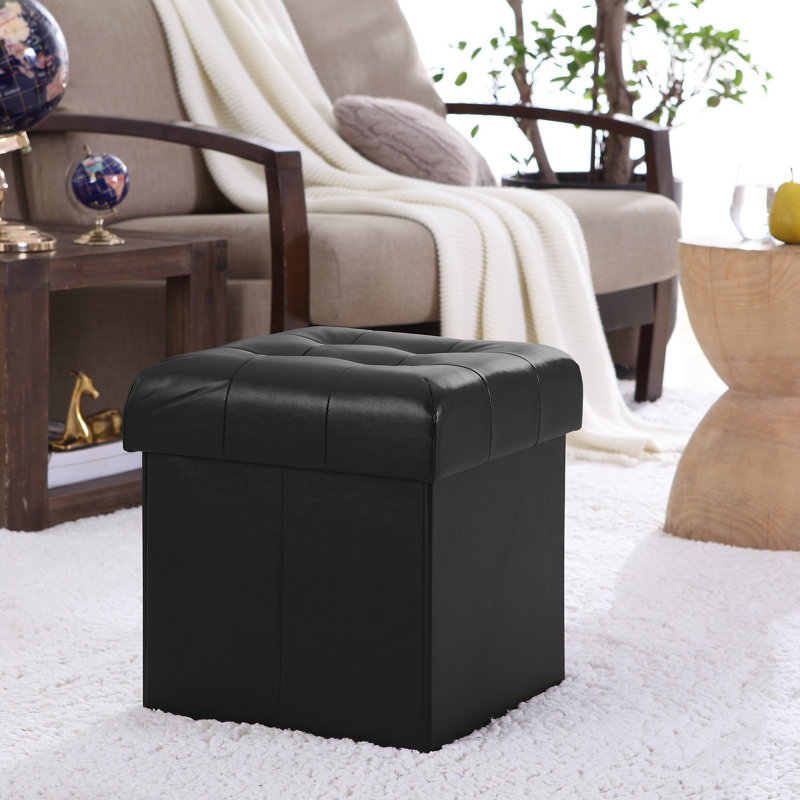 Winston Porter Lambertville Foldable Tufted Square Cube Foot Rest